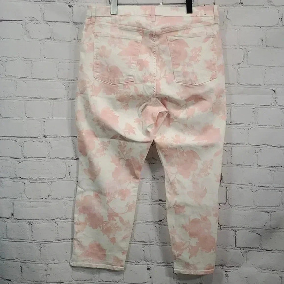 JEN7 by 7 For All Mankind Women's White/Pink Floral Skinny Jeans Pants Size 16 - Picture 7 of 16